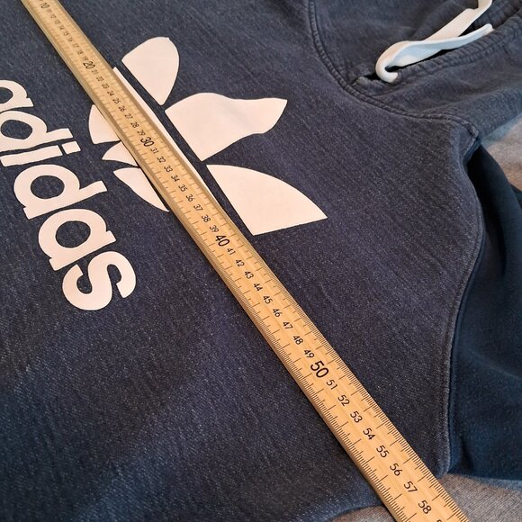 Adidas Original blue jeans Trefoil logo Pullover Hoodie Womens Size L - Picture 4 of 9